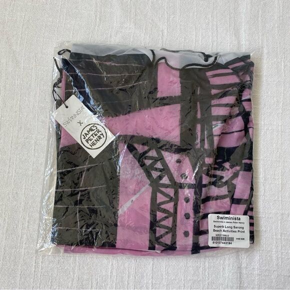 Swiminista x James Peter Henry Super Long Sarong Beach Activities Print SZ OS NW - Picture 3 of 7
